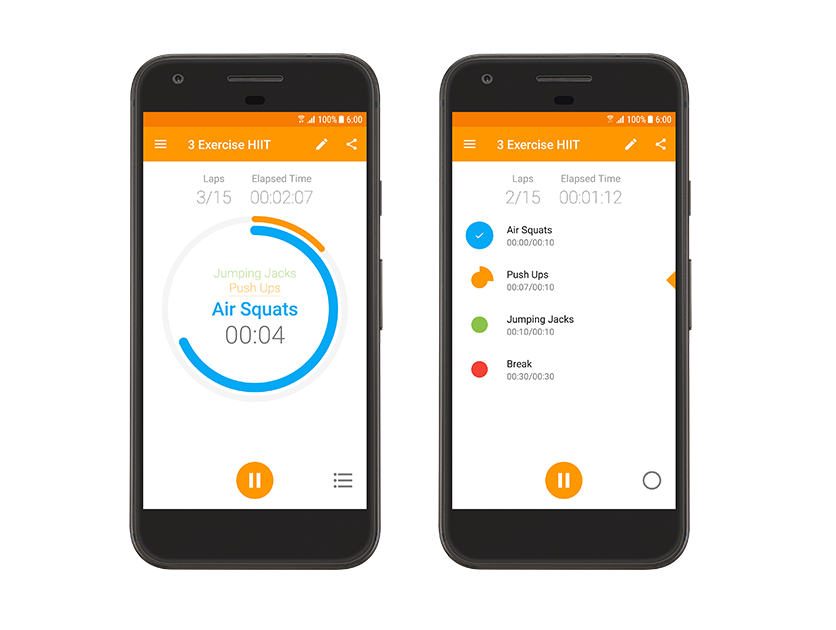 Example 3 Exercise HIIT workout using Exercise Timer