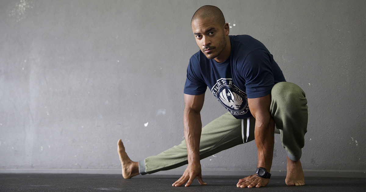 stretching and warming up before a workout